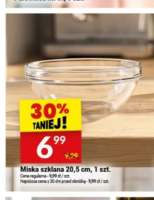 Miska szklana 20,5 cm promocja w Twój Market