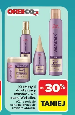 Kosmetyki do stylizacji włosów Wellaflex promocja w Carrefour