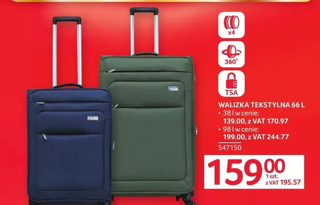 Walizka tekstylna promocja w Selgros