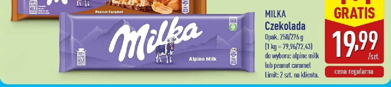 Czekolada Alpine Milk promocja w Aldi