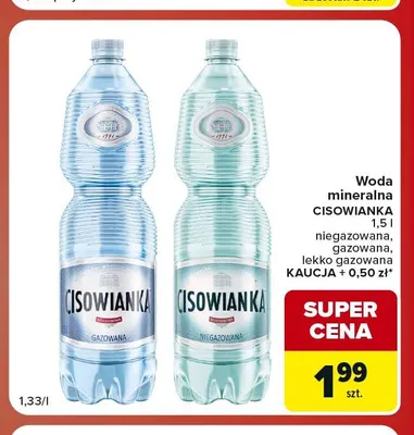 Woda mineralna niegazowana Cisowianka promocja w Carrefour Market