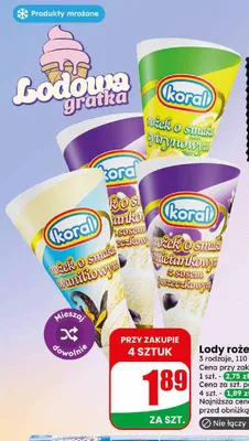 Lody rożek o smaku waniliowym Koral promocja w Dino