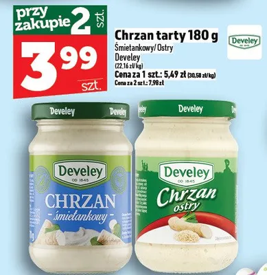 Chrzan tarty 180g Śmietankowy/Ostry promocja w TOPAZ