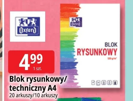 Blok rysunkowy A4 Oxford promocja w Leclerc