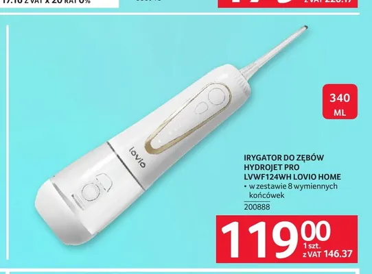 Irygator do zębów Hydrojet Pro LVWF124WH Lovio Home promocja w Selgros
