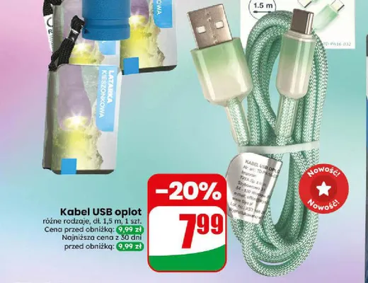 Kabel USB oplot 1,5 m promocja w Dino