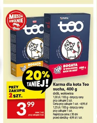 Karma dla kota Teo sucha drób promocja w Twój Market