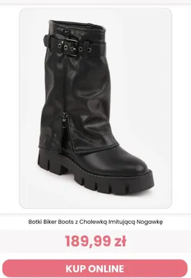Botki Biker Boots z cholewką imitującą nogawkę Renee promocja w Renee