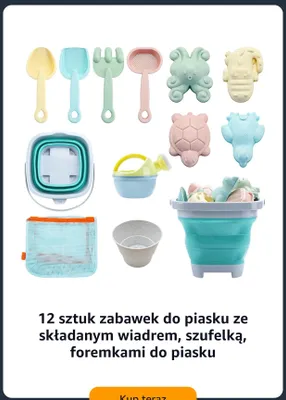 Zabawki do piasku ze składanym wiadrem szufelką foremkami do piasku promocja w Amazon