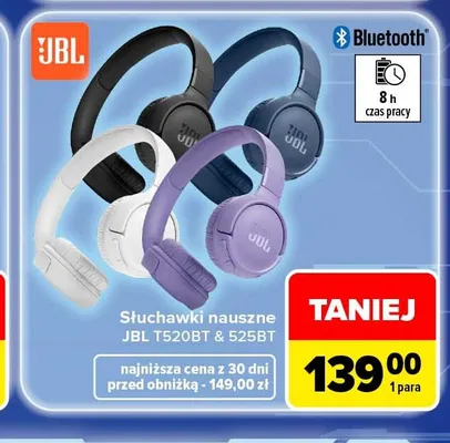 Słuchawki nauszne Jbl T520BT promocja w Carrefour
