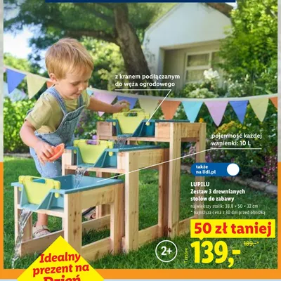 Zestaw 3 drewnianych stołów do zabawy LUPILU promocja w Lidl