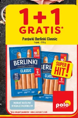Parówki Berlinki Classic promocja w POLOmarket