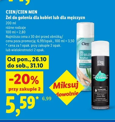 Żel do golenia dla kobiet Sensitive Cien promocja w Lidl