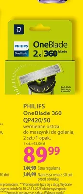 Wymienne ostrza do maszynki do golenia OneBlade 360 QP420/50 Philips promocja w Hebe