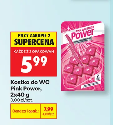 Kostka do WC Pink Power 2-pak 40 g promocja w Biedronka