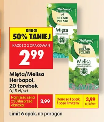 Herbata ekspresowa Melisa Herbapol promocja w Biedronka