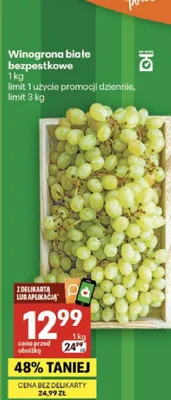 Winogrona białe bezpestkowe promocja w Delikatesy Centrum