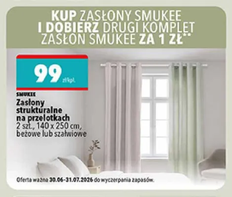 Zasłony strukturalne na przelotkach Smukee promocja w Biedronka