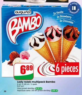 Lody rożek multipack Bambo promocja w Dino