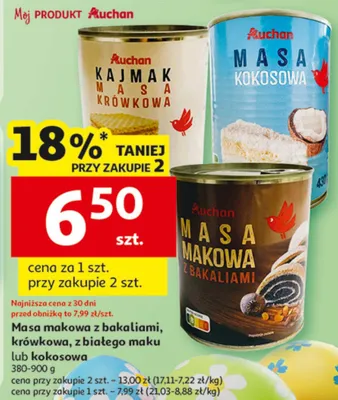 Masa makowa z bakaliami, krówkowa, z białego maku promocja w Auchan