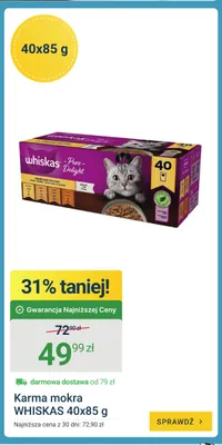 Karma mokra dla kota Whiskas Pure Delight drobiowe frykasy 40-pak promocja w ERLI