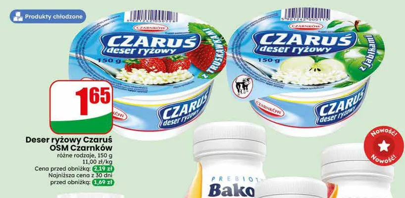 Deser ryżowy Czaruś z truskawkami promocja w Dino