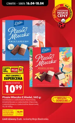 Ptasie Mleczko waniliowe w czekoladzie deserowej promocja w Biedronka