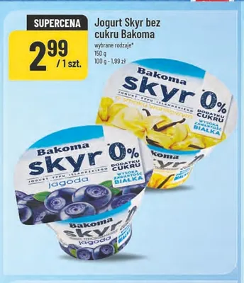 Jogurt Skyr bez cukru o smaku waniliowym Bakoma promocja w POLOmarket