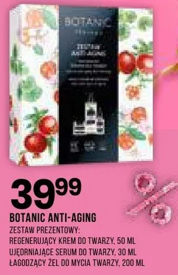 BOTANIC ANTI-AGING zestaw prezentowy regenerujący krem do twarzy 50 ml, ujędrniające serum do twarzy 30 ml, łagodzący żel do mycia twarzy 200 ml promocja w Drogerie Natura