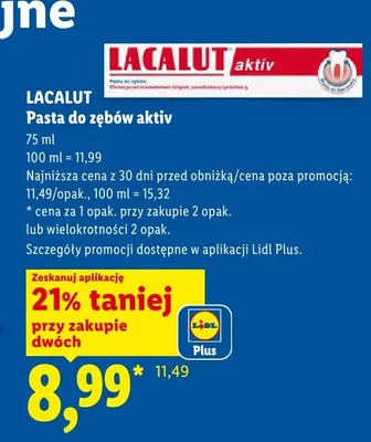 Pasta do zębów Lacalut aktiv promocja w Lidl