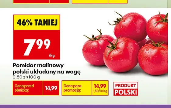 Pomidory malinowe polskie układane promocja w Biedronka