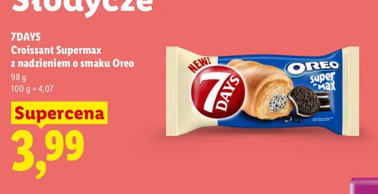 Croissant Supermax z nadzieniem o smaku Oreo 7Days promocja w Lidl