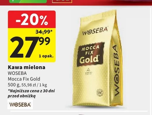 Kawa mielona Woseba Mocca Fix Gold promocja w Intermarche