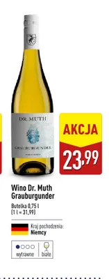 Wino białe wytrawne Dr. Muth Grauburgunder promocja w Aldi