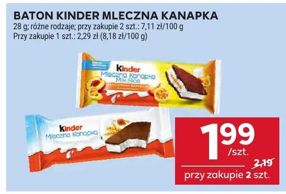 Baton Kinder Mleczna Kanapka Kinder promocja w Stokrotka