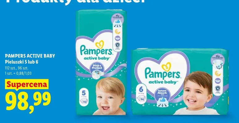 Pieluszki Pampers Active Baby 6 promocja w Lidl