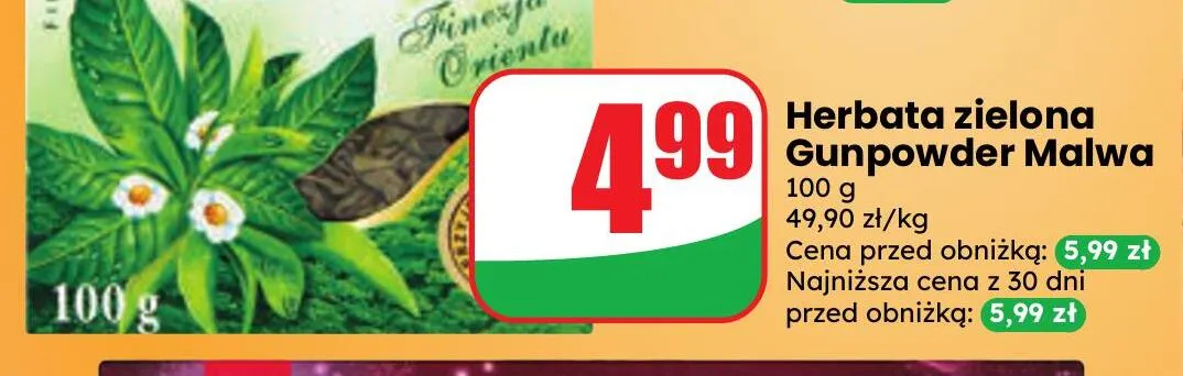 Herbata zielona Gunpowder Malwa promocja w Dino