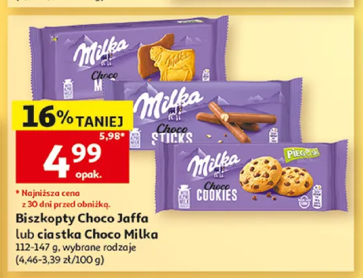 Biszkopty Choco Jaffa Milka promocja w Auchan