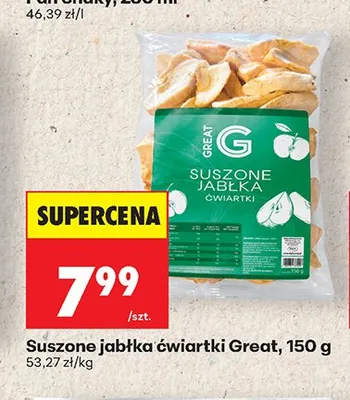 Suszone jabłka ćwiartki Great promocja w Biedronka