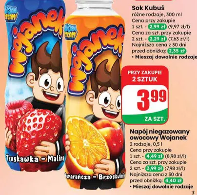 Napój niegazowany owocowy truskawka malina promocja w Dino