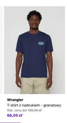 T-shirt z nadrukiem Wrangler granatowy promocja w Lounge by Zalando