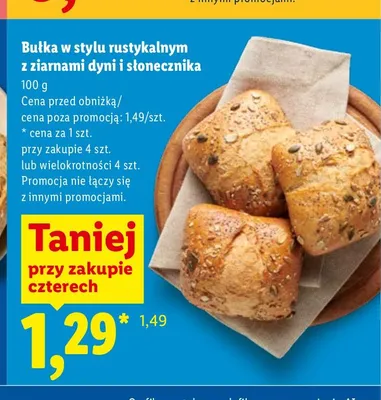 Bułka w stylu rustykalnym z ziarnami dyni i słonecznika promocja w Lidl