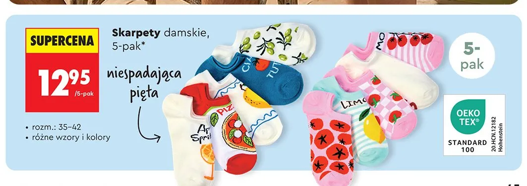 Skarpety damskie niespadająca pięta 5-pak promocja w Biedronka