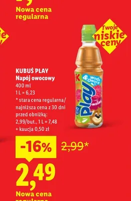 Napój owocowy Kubuś Play promocja w Lidl