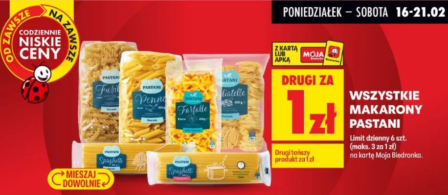 Makaron wszystkie rodzaje promocja w Biedronka