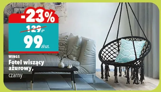 Fotel wiszący ażurowy czarny promocja w Biedronka