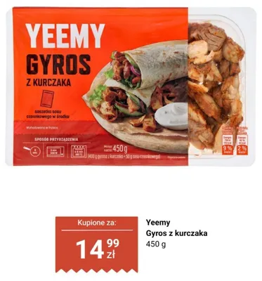 Danie gotowe Gyros z kurczaka Yeemy promocja w Biedronka