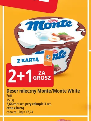 Deser mleczny Zott Monte promocja w Leclerc