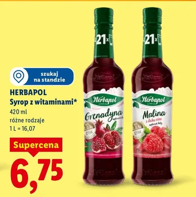 Syrop z witaminami grenadyna lub malina promocja w Lidl