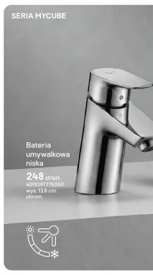 Bateria umywalkowa niska Hansgrohe Mycube promocja w Castorama